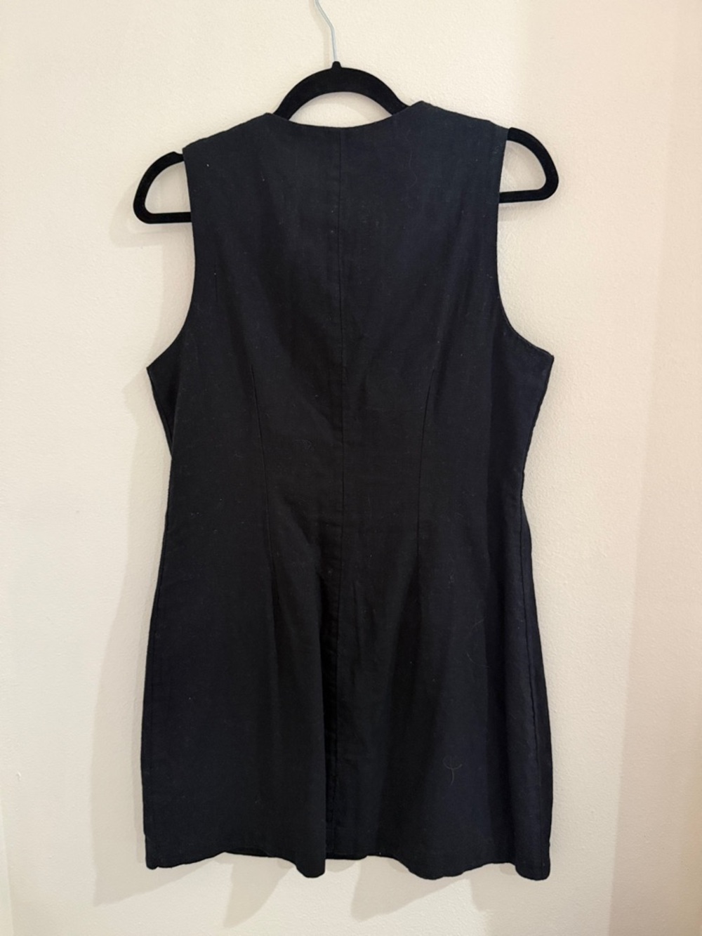 Abercrombie & Fitch Black Sleeveless Button-Front Linen Mini Dress - Picture 3 of 3